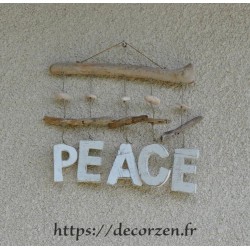 Peace, décoration murale en bois flotté