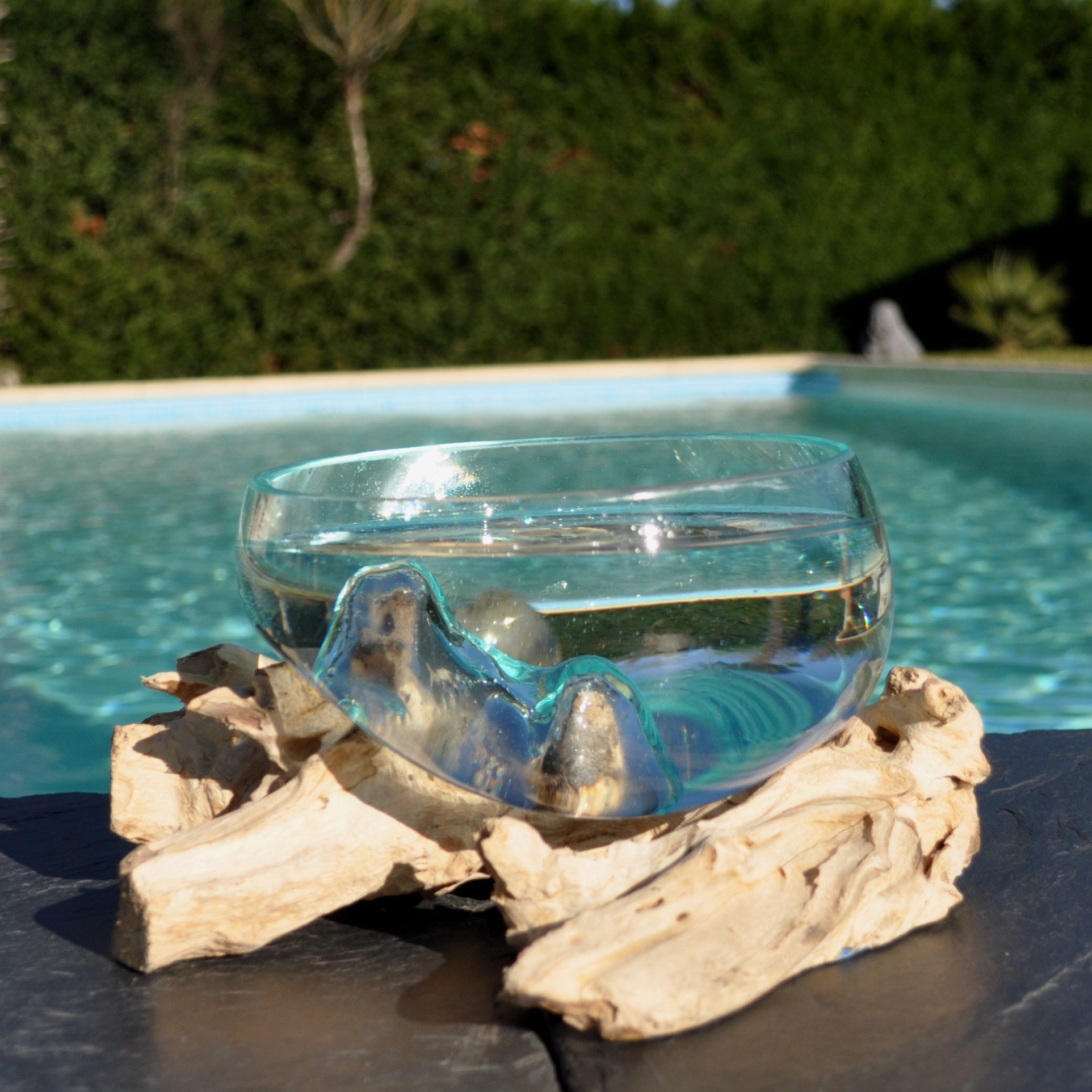 Air Plant Terrarium Vase en bois flotté en verre fondu Pierres de haricot  de jade Guérison Chakra Pierres précieuses 5in Le porte-bonheur -   Canada