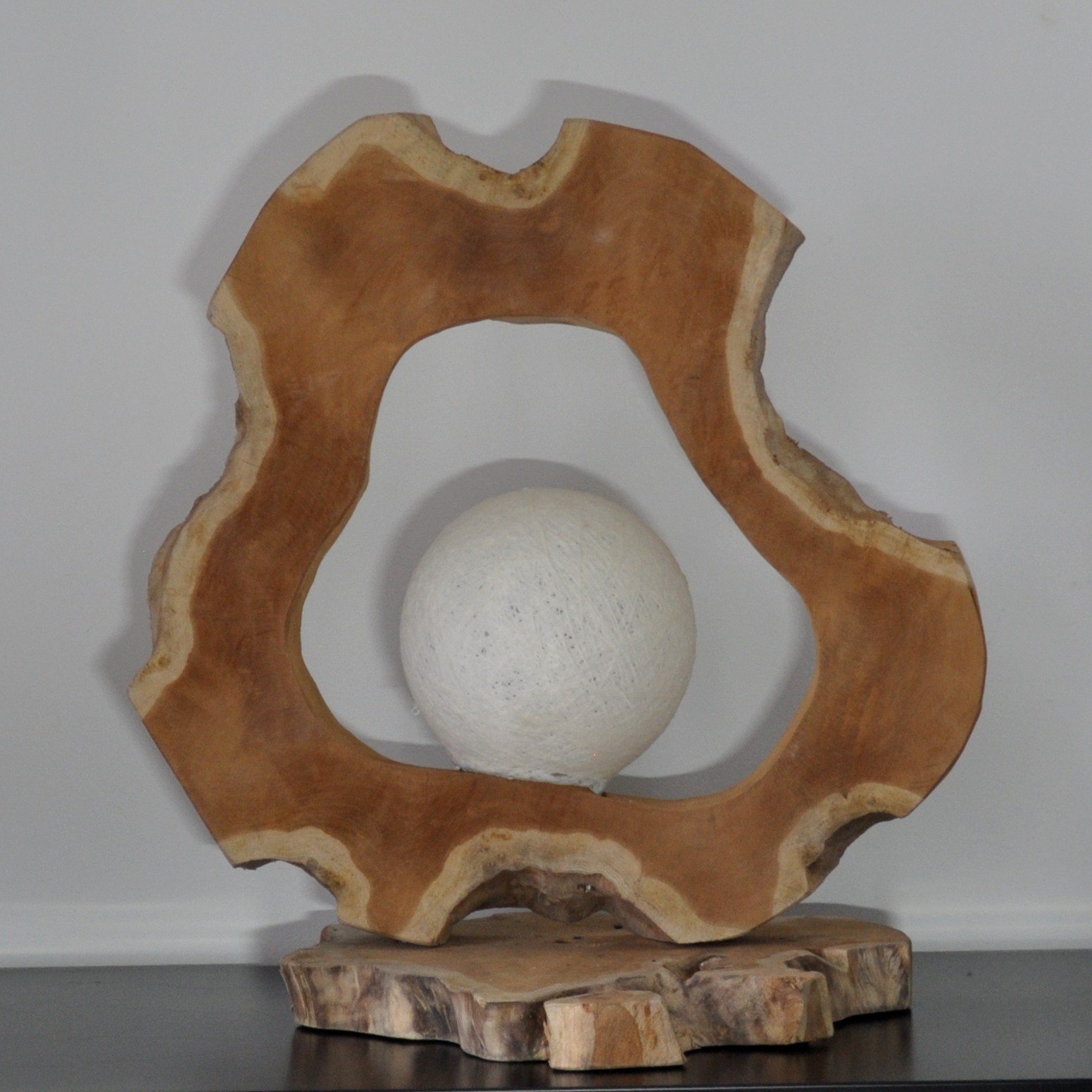 Lampe De Table En Bois Flotté Naturel - Racine De Teck - Hauteur 40 Cm - Artisanale